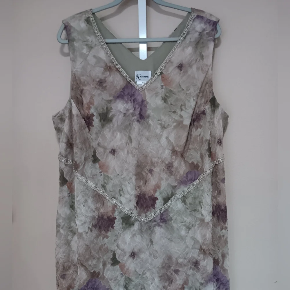 K Woman Women's (Size 24W) Green/Purple Floral Two-Piece Dress Set (NWT) - Picture 3 of 16